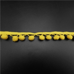 hot sale yellow fringe pompom lace trimming 2020