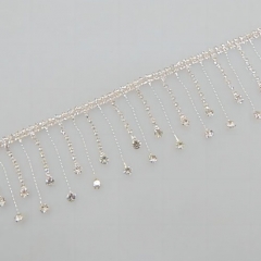 fashion high quality rhinestone fringe trim for wedding dress