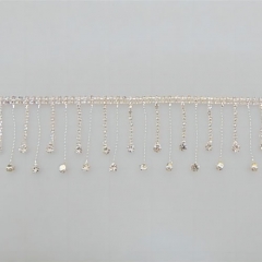 fashion high quality rhinestone fringe trim for wedding dress