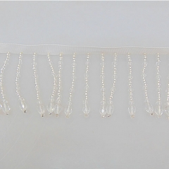 acrylic fashion custom beaded rhinestone fringe top for garment decoration