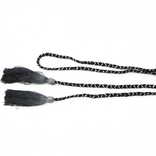 custom black long braided polyester tieback cord belt tassel for dresses